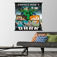 Minecraft - Pazite na tamnog zidnog postera sa drvenim magnetskim okvirom, 22.375 34