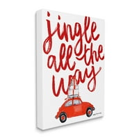 Stupell Industries Jingle All the Way Holiday Gifts Red Car Driving grafički Art Gallery Wrapped Canvas Print