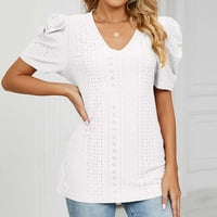 Koaiezne bluze za žene plus veličine Žene V-izrez majica sa bubble ruhom i labavom ležernom bluzom s kratkim