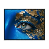 Designart 'portret mlade žene Model sa plavom šminkom' moderni uramljeni platneni zidni otisak