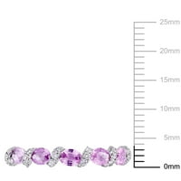 Miabella ženski karat T. G. W. Ovalni rez svijetlo ružičasti safir i karat T. W. dijamant okruglog reza 14kt