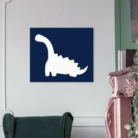Avenija Piste Životinje Zidna Umjetnička Platna Otisci Dinosaurusa' Brontosaurus Background ' - Plava, Bijela