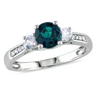 1-karat T. G. W. stvorio smaragd i stvorio bijeli safir i dijamant-Accent 10kt prsten od bijelog zlata od