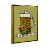 Stupell Industries sve što Vam treba je pivo cvjetnog uzorka Stein šolja grafička Umjetnost metalik zlato