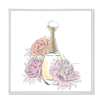 Designart 'Bouquet Of Flowers and Perfume Bottle I' tradicionalni uramljeni platneni zidni umjetnički Print