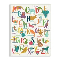 Stupell Industries Joyful Animal Alphabet Kid's razigrana ABC tipografija novost slika Neuramljena Umjetnost