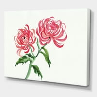 Drevna Ljubičasta Krizantema Slika Cvijeća Na Platnu Art Print