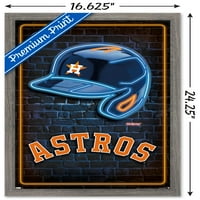 Houston Astros - Neonski Zidni Poster Za Kacigu, 14.725 22.375 Uokviren