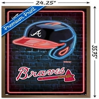 Atlanta Braves-Neonski Zidni Poster Za Kacigu, 22.375 34 Uramljen