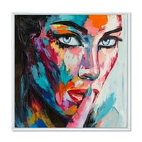 Designart 'apstraktni portret mlade žene s plavim očima II' moderni uramljeni platneni zidni umjetnički otisak